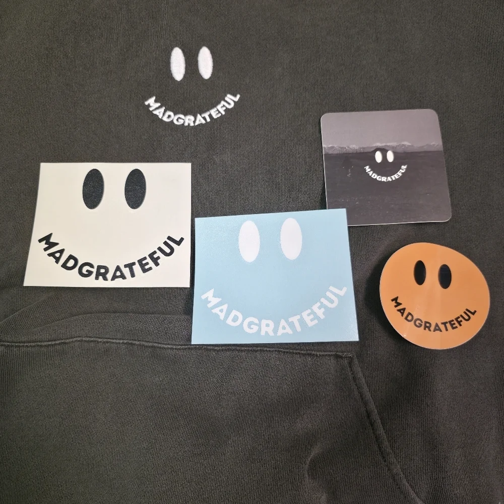 Madgrateful Black Hoodie Smiley Face‎ Logo Size M